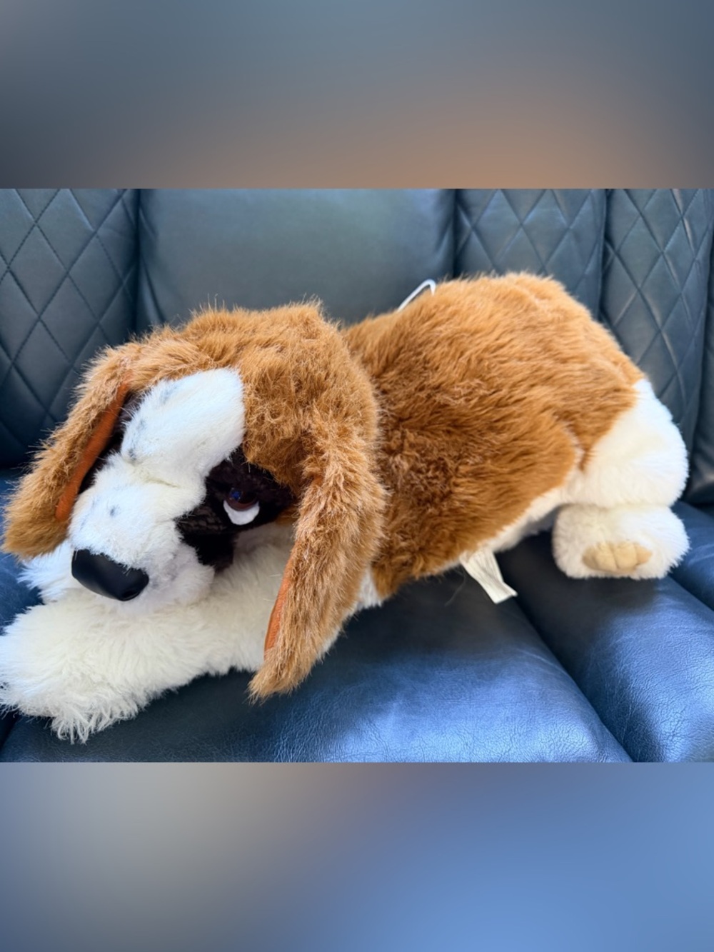 Vintage 24” Realistic St. Bernard Hand Puppet - Large Plush Dog